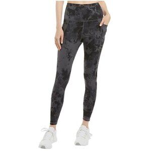 Danskin Gray Tie Dye Brushed 7/8 Side Pocket Athletic Leggings S